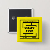 Badge Carré 5 Cm Nom personnalisé Echap Room Button avec logo labyr (Devant & derrière)