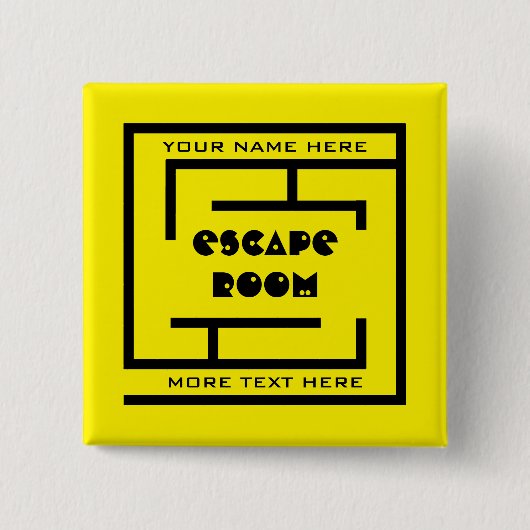 Badge Carré 5 Cm Nom personnalisé Echap Room Button avec logo labyr (Devant)
