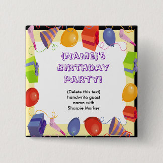 Badge Carré 5 Cm Nom Pin Faveurs pour fête Anniversaire