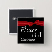 Badge Carré 5 Cm Nom rouge de coutume de mariage d'arc de (Devant & derrière)