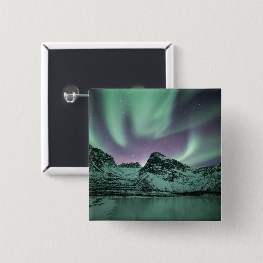 Badge Carré 5 Cm Northern Lights Nature Photo (Devant & derrière)