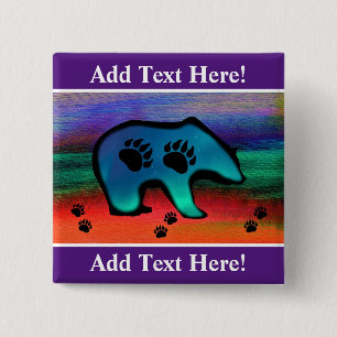 Badge Carré 5 Cm Northern Lights Spirit Ours noir