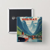 Badge Carré 5 Cm Norvège (Devant & derrière)