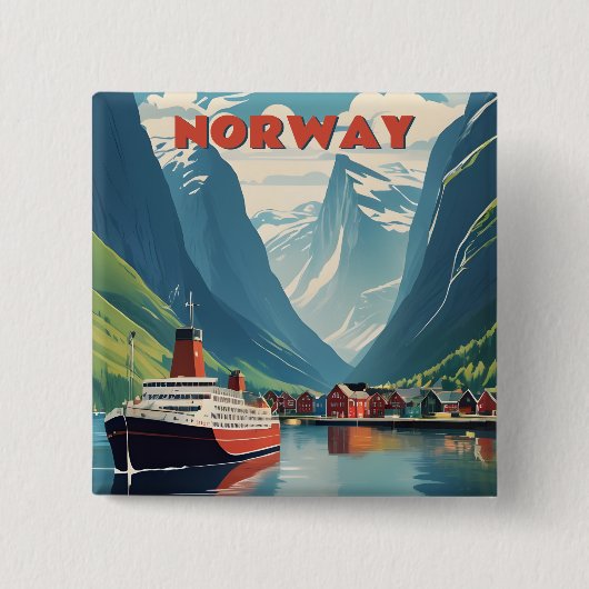 Badge Carré 5 Cm Norvège (Devant)