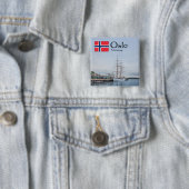 Badge Carré 5 Cm Norvège Oslo Souvenir (En situation)
