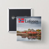 Badge Carré 5 Cm Norway Lofoten Souvenir (Devant & derrière)