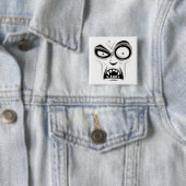 Badge Carré 5 Cm Nosferatu Vampire Face (En situation)