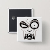 Badge Carré 5 Cm Nosferatu Vampire Face (Devant & derrière)