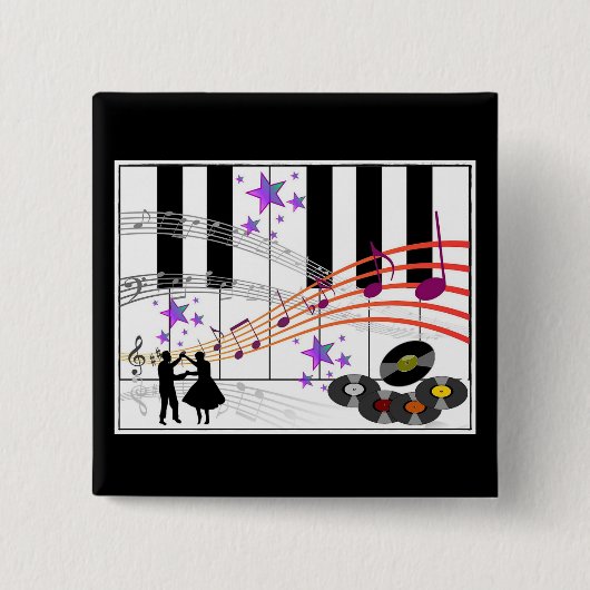 Badge Carré 5 Cm Nostalgie du sock Hop (Devant)