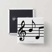 Badge Carré 5 Cm Notes de musique (Devant & derrière)