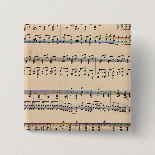 Badge Carré 5 Cm Notes de partition vintage
