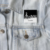Badge Carré 5 Cm Notes musicales brouillées blanches personnalisées (En situation)