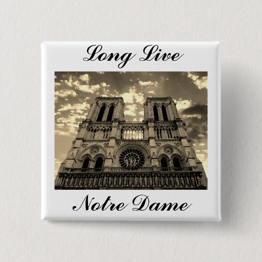 Badge Carré 5 Cm Notre Dame Paris France Cathédrale Vive (Devant)