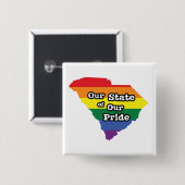 Badge Carré 5 Cm Notre état de notre fierté | Caroline du Sud (Devant & derrière)
