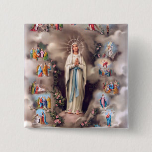 Badge Carré 5 Cm Notre Madame de Lourdes