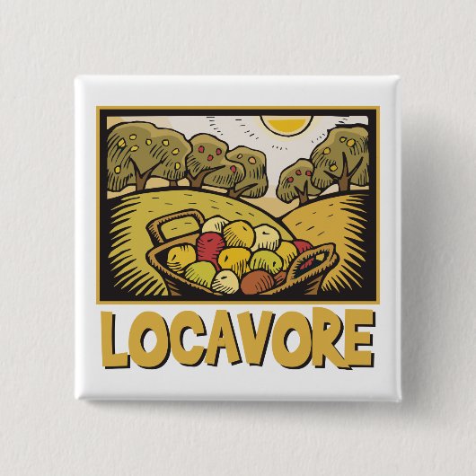 Badge Carré 5 Cm Nourriture lente de Locavore (Devant)