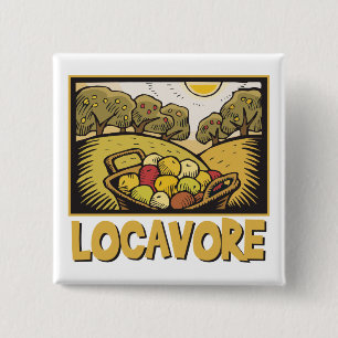 Badge Carré 5 Cm Nourriture lente de Locavore
