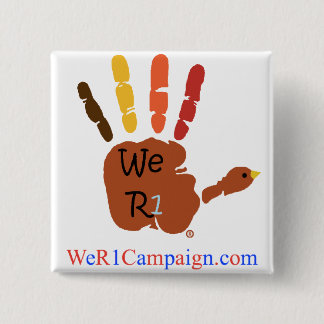 Badge Carré 5 Cm Nous bouton de main du thanksgiving R1