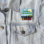 Badge Carré 5 Cm Nous méritons un New Deal vert (En situation)