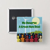 Badge Carré 5 Cm Nous méritons un New Deal vert (Devant & derrière)