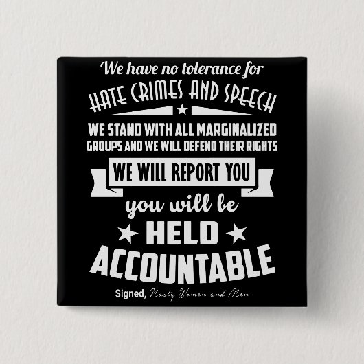 Badge Carré 5 Cm Nous n'avons aucune tolérance pour le bouton de (Devant)