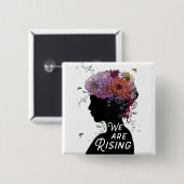 Badge Carré 5 Cm Nous nous levons - bouton (Devant & derrière)