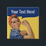Badge Carré 5 Cm Nous pouvons le faire Custom Rosie La broche du bo<br><div class="desc">Classic "We can do it" Custom Rosie Le Riveter deuxième guerre broche de bouton de propagande avec texte personnalisé. Créez votre propre design en ajoutant votre nom, slogan ou tout texte sur le ballon de bande dessinée vintage. Cette broche à bouton féministe Rosie Le Riveter est un cadeau d'encouragement parfait....</div>