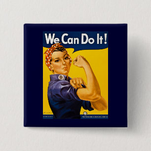 Badge Carré 5 Cm Nous pouvons le faire ! Rosie le cru 2ÈME GUERRE