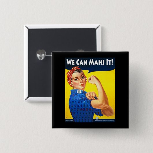 BADGE CARRÉ 5 CM NOUS POUVONS MAHJ IL ! PIN (Devant & derrière)