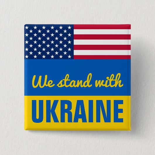 Badge Carré 5 Cm Nous Sommes Avec Ukraine USA USA American Flag Car (Devant)