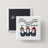 Badge Carré 5 Cm Nous trois pingouins T-shirts et cadeaux de vacanc (Devant & derrière)
