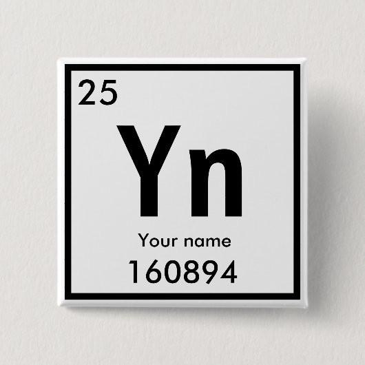 Badge Carré 5 Cm Nouveau élément chimique (Devant)