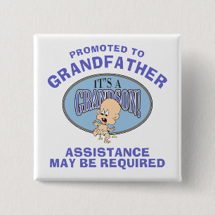 Badge Carré 5 Cm Nouveau grand-père de nouveau petit-fils très