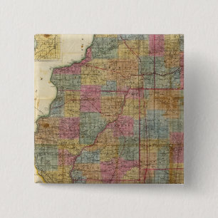 Badge Carré 5 Cm Nouvelle carte de l'état de l'Illinois 2