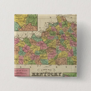 Badge Carré 5 Cm Nouvelle Carte Du Kentucky