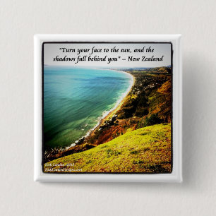 Badge Carré 5 Cm Nouvelle-Zélande Magnifique Et Célèbre Proverbe