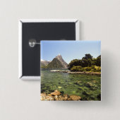 Badge Carré 5 Cm Nouvelle-Zélande, Miter Peak et Bowen River entran (Devant & derrière)