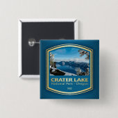 Badge Carré 5 Cm NP du lac Crater (PF1) (Devant & derrière)