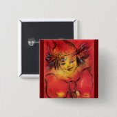 BADGE CARRÉ 5 CM NUAGE AVEC RIBBON ROUGE (Devant & derrière)