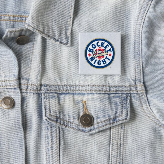 Badge Carré 5 Cm Nuit de hockey au Canada (En situation)