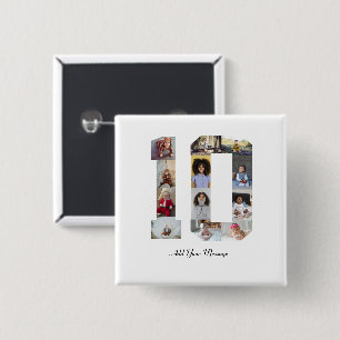 Badge Carré 5 Cm Numéro 10 Collage photo