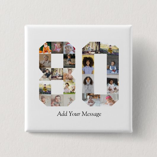 Badge Carré 5 Cm Numéro 80 Collage photo (Devant)