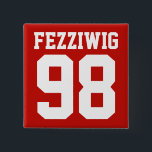 Badge Carré 5 Cm Numéro et nom du joueur sportif personnalisé Carré<br><div class="desc">L'équipe Lawrence est heureuse de vous offrir la possibilité de faire votre propre épingle photo personnalisée avec votre nom et numéro de joueur dessus. Changez la couleur arrière - plan ou la couleur de texte pour des variations infinies !</div>