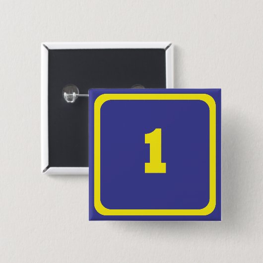 Badge Carré 5 Cm numéro un (Devant & derrière)