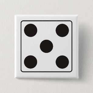 Badge Carré 5 Cm Numéros DICE des pips 5 + votre backgr.