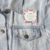 Badge Carré 5 Cm Nun Religious 60e Anniversaire Fleurs aquarelles (En situation)