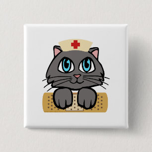 Badge Carré 5 Cm Nurse Kitten