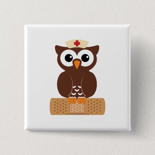 Badge Carré 5 Cm Nurse Owl (w/bandaid) (Devant)