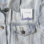 Badge Carré 5 Cm NYC Skyline Etched 01 Blue (En situation)