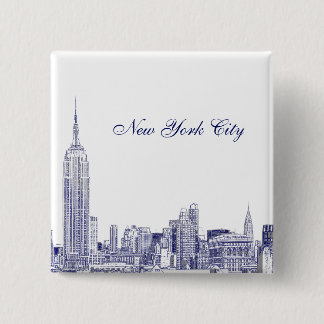 Badge Carré 5 Cm NYC Skyline Etched 01 Blue